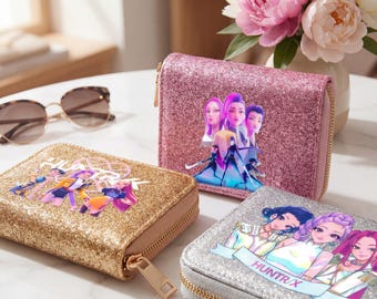 Portafoglio glitterato K-Pop Demon Hunters - Portamonete in PU, accessorio per fan di Rumi Mira Zoey