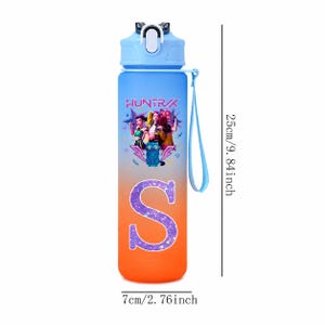 Kpop Demon Hunters Water Bottle, Gradient Letter, 750ml Girls Drinking Bottle image 3