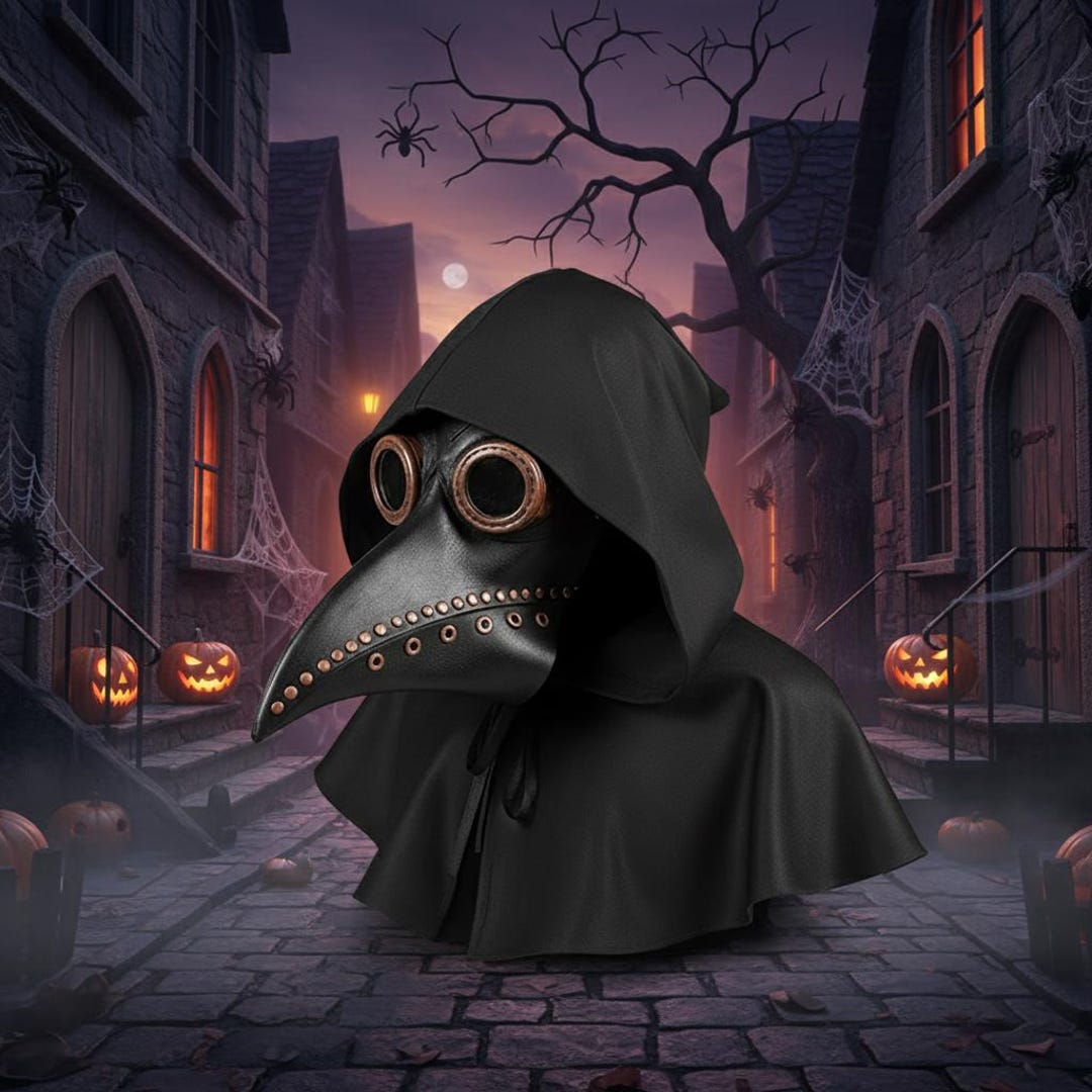 Plague Doctor Mask and Cloak Set Steampunk Bird Beak Costume Gothic ...