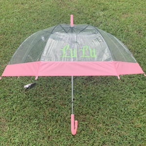 Personalized Clear Dome Umbrella, Bubble Umbrella with Name, Custom umbrella, Sorority Sister Gift, Gift Idea for Her, Easter Gift Idea image 1