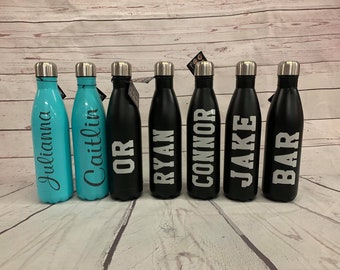 Personalized Steel Water Bottle - Monogrammed 25oz Double Walled Vacuum Insulated Bottle