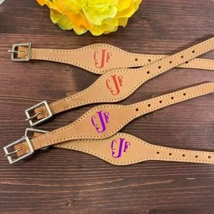 Custom Personalized Leather Western Saddle Stirrup Hobbles Pair