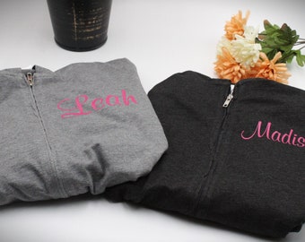 Personalized Midweight Zip Up Hoodie Jacket, Gift idea for Bridesmaids, Bridal Party Jacket