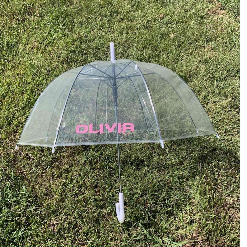 Personalized Clear Dome Umbrella, Bubble Umbrella with Name, Custom umbrella, Sorority Sister Gift, Gift Idea for Her, Easter Gift Idea image 3