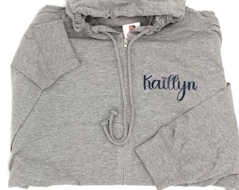 Personalized Full Zip Hoodie, Hoodie for her, Oversizes, Bride Gift Idea, Lightweight Zip Up Hoodie