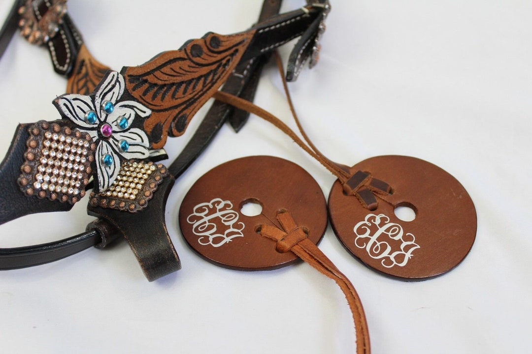Custom Leather Horse Western Bit Guards Monogrammed Horse Etsy