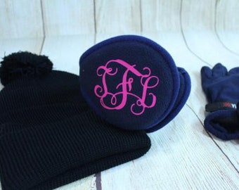 Personalized Wrap around ear muffs, Monogrammed Ear Warmers, Gift ideas for everyone, sorority sister gift idea