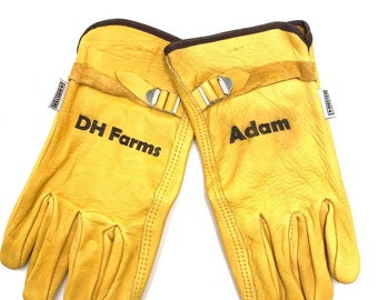 Custom Leather Ranch Gloves| Personalized Work Farm Gloves for Him| Western Gift Idea