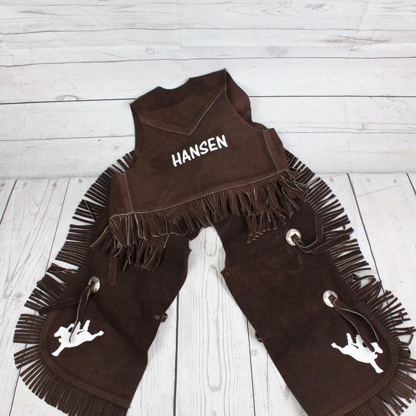 Childrens Cowboy Chaps and Vest Set, Personalized, Bronc Rider