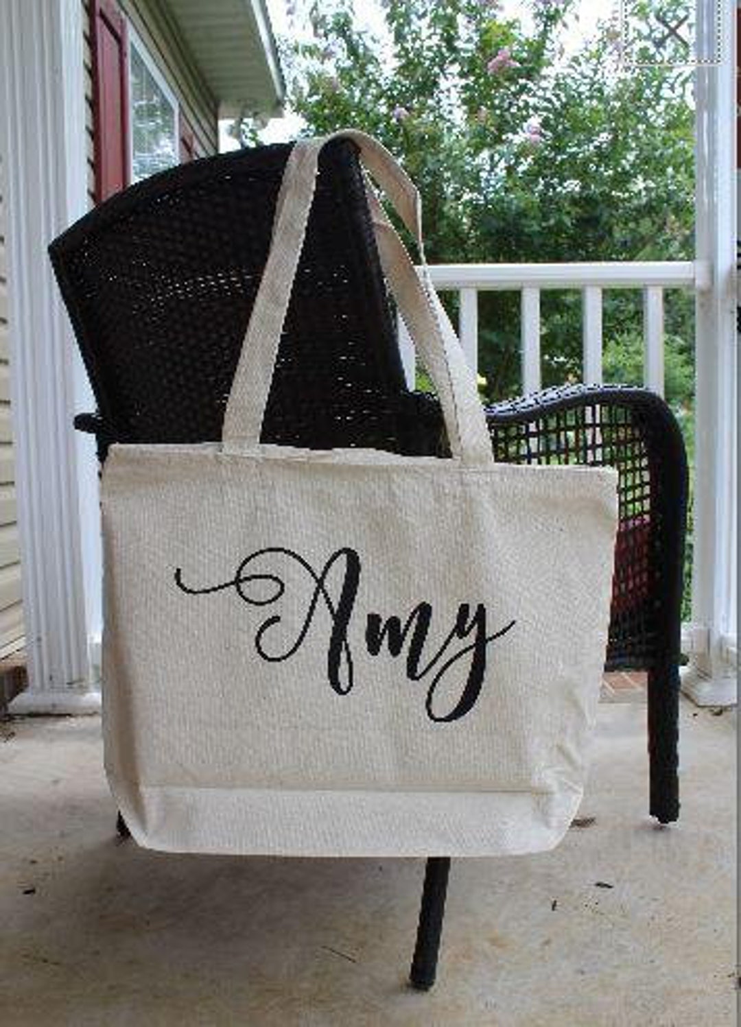 Personalized Large Tote Bag Personalized Bridesmaid Tote Bag Etsy