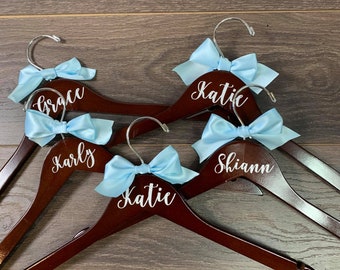 SALE Childs Personalized Wooden Hanger, Bridal Hanger, Wooden Hanger with Name, Personalized Wedding Hanger with Bow