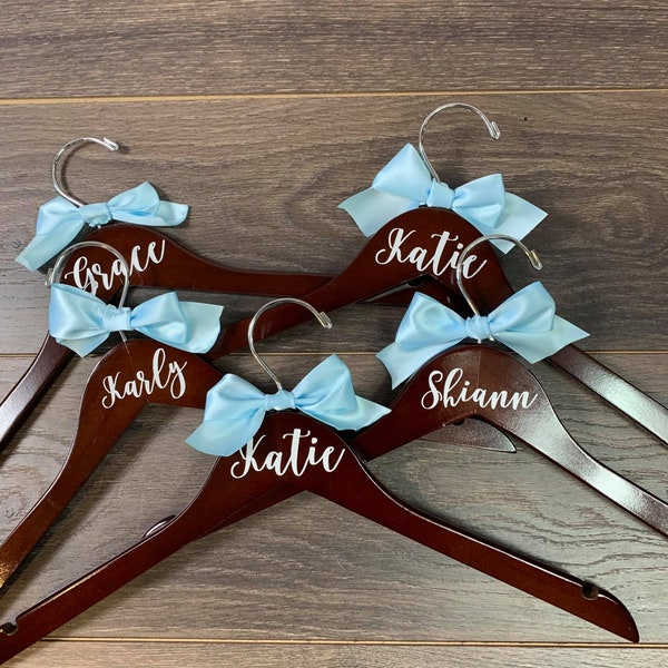 SALE Childs Personalized Wooden Hanger, Bridal Hanger, Wooden Hanger with Name, Personalized Wedding Hanger with Bow