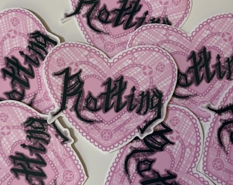 ROTTING ~ creepy cute weirdcore lace heart ~ vinyl sticker