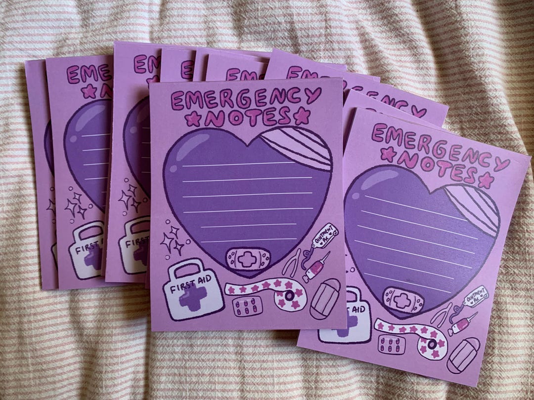 Emergency Note ~ Pastel Menhera Stationery ~ 4.5 X 5.5 Paper Pad - Etsy