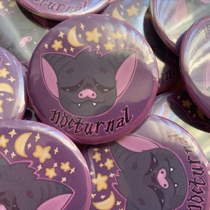 nocturnal bat ~ kawaii pastel goth bat button ~ 58mm can badge