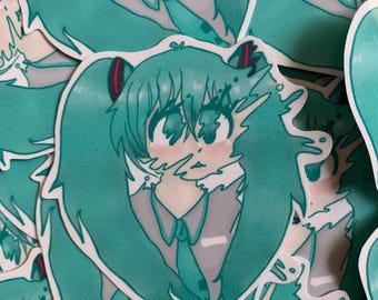 melty miku vinyl stickers ~ weirdcore vocaloid inspired