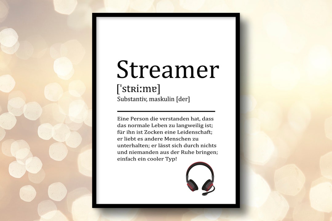 STREAMER Poster Personalisiert Definition Geschenk Deko Zimmer
