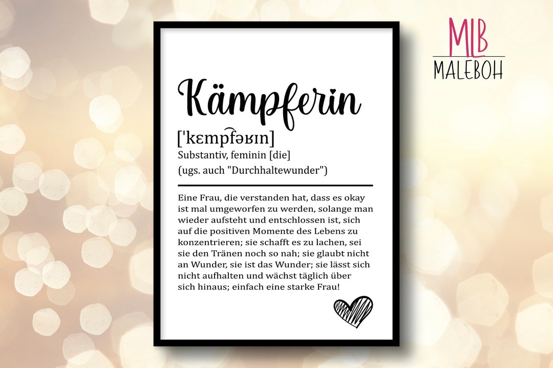 KÄMPFERIN Poster Personalisiert Definition Aufmunterung Mutmacher