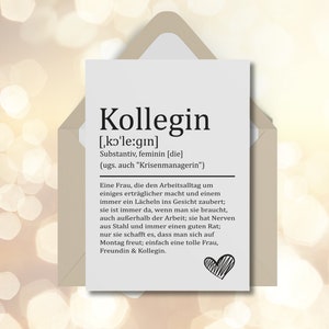 KOLLEGIN Karte Personalisiert | Definition | Geschenk | Bedanken | Aufmerksamkeit | Arbeitskollegin | Geburtstagsgeschenk