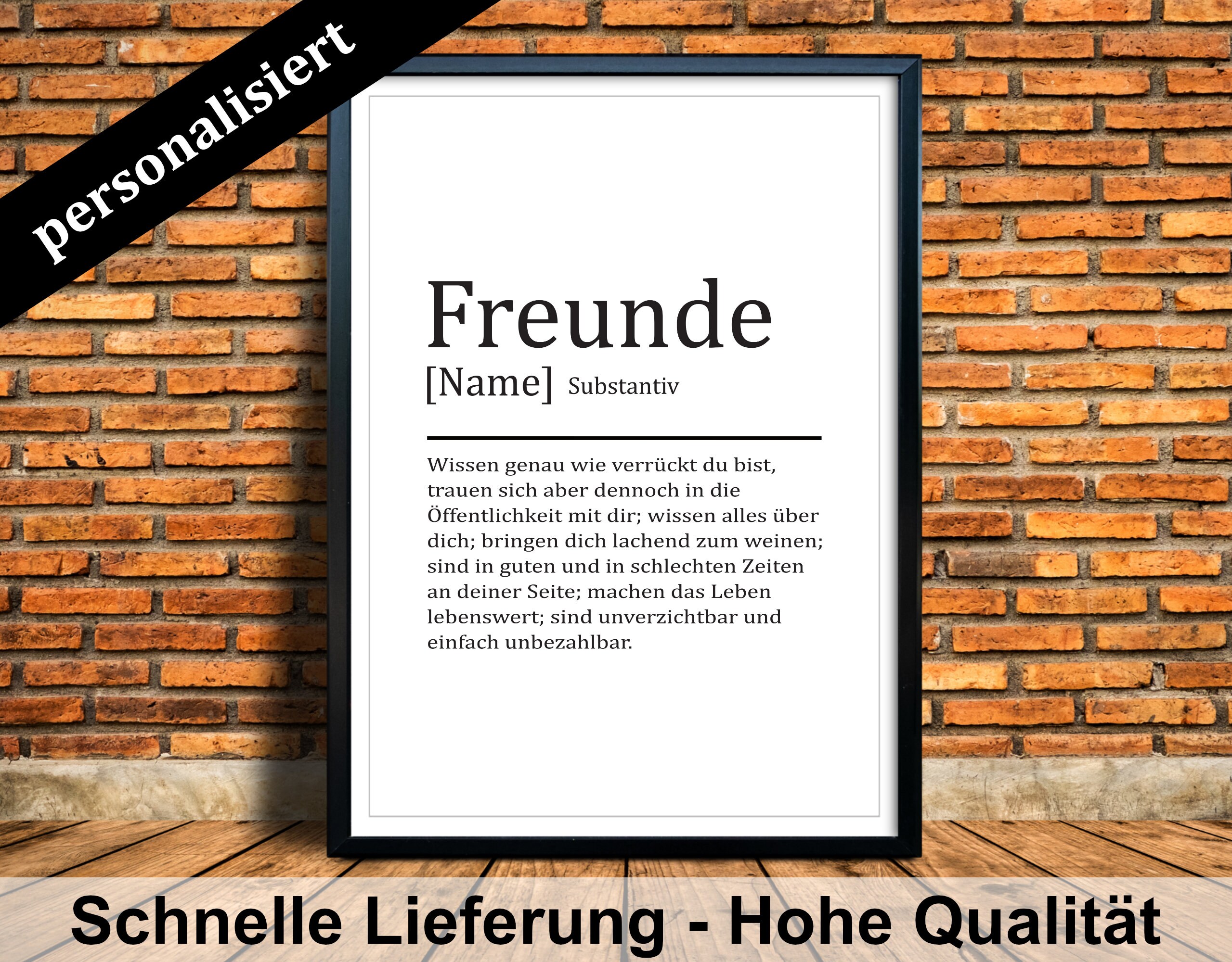 FREUNDE Poster Personalisiert Definition Freund Freundin Etsy