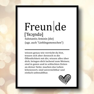 Poster Definition Friends | Friendship | Best friend | Girlfriends | Best friend | Heart man | Gift | Personalized | A4