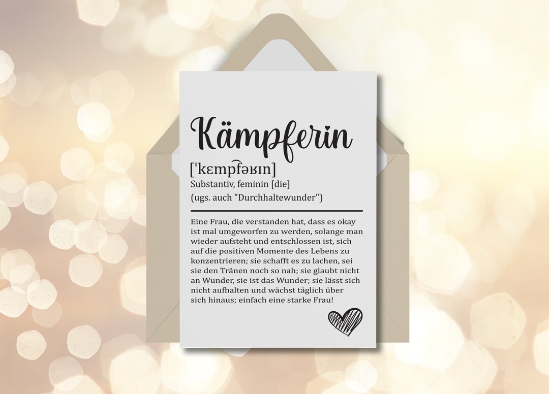 KÄMPFERIN Karte Personalisiert Definition Aufmunterung Mutmacher