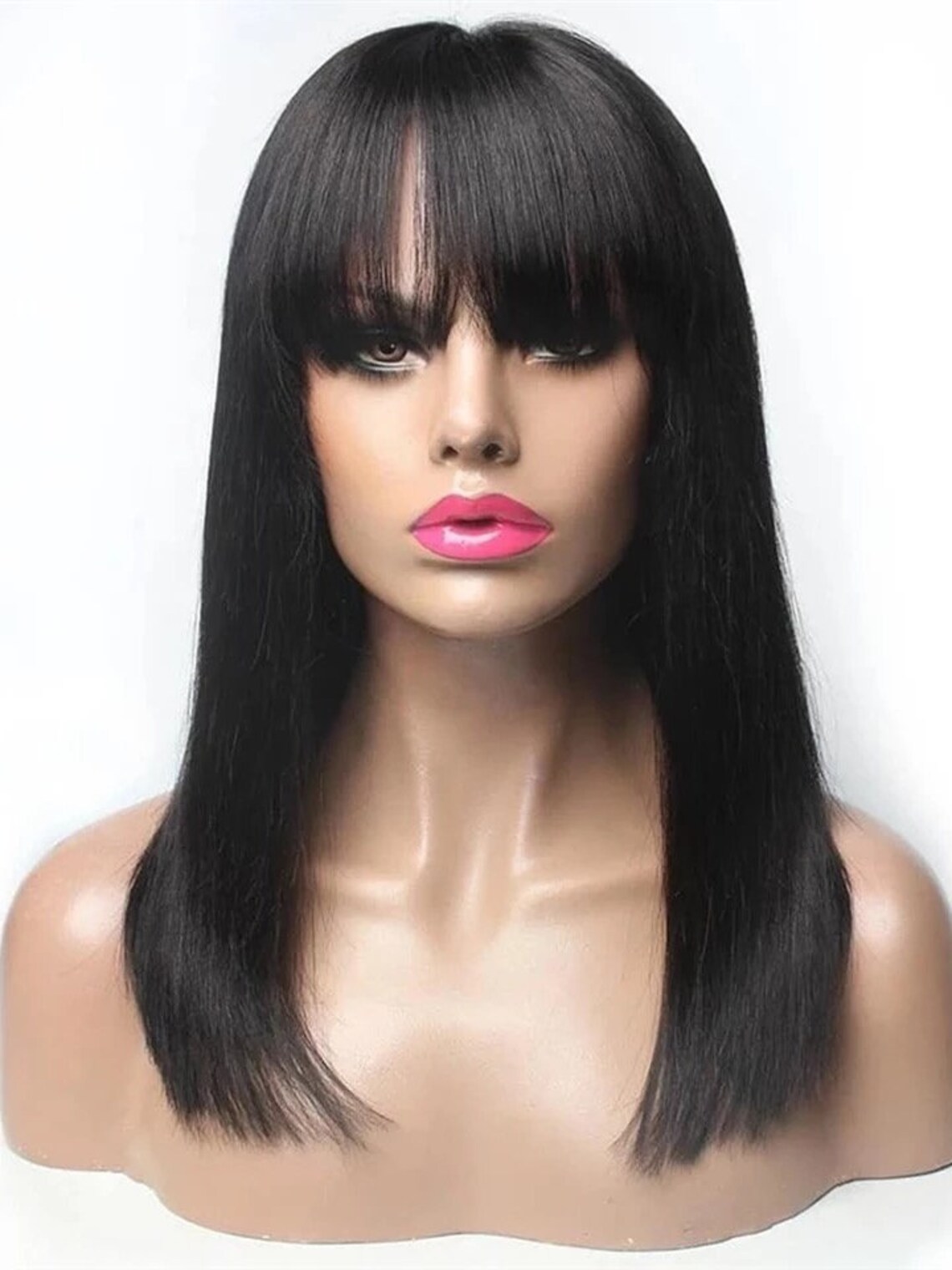 100 Human Hair Wig With Bangs Short Bob Human Hair Wigs for Etsy UK