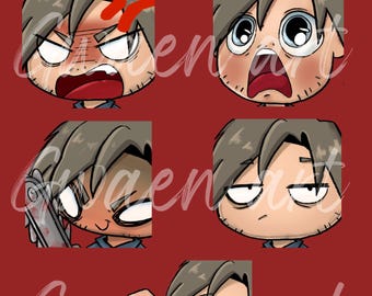 Leon S Kennedy Chibi Emotes - Resident Evil Requiem Twitch Emote Pack (digital download)