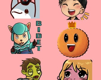 Custom Twitch/Discord/Streaming emotes, handmade (NO AI)