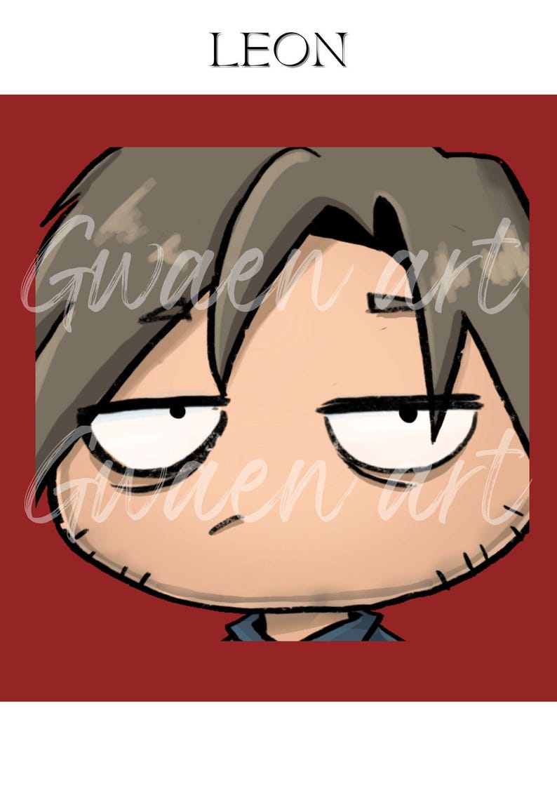 Leon Chibi Doubt Emotes - Twitch Emoticons Resident Evil Requiem (digital download) image 1