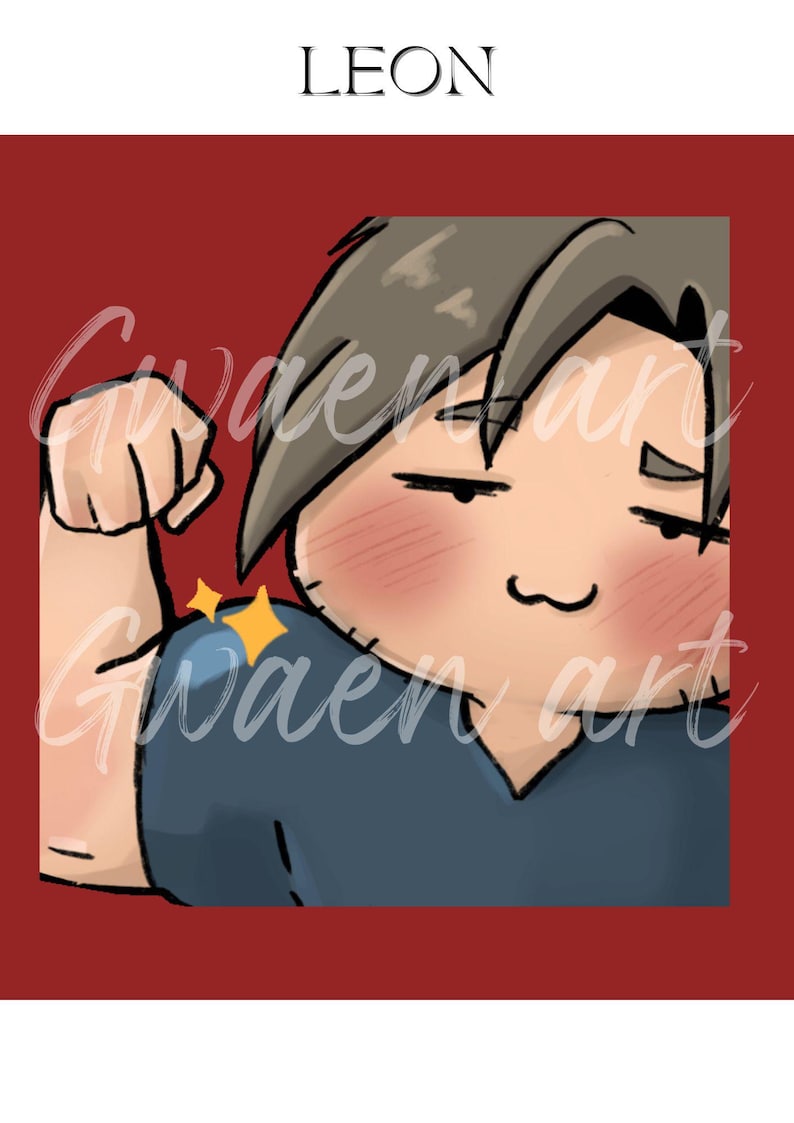 Leon Chibi Strong Emotes - Twitch Emoticons Resident Evil Requiem (digital download) image 1