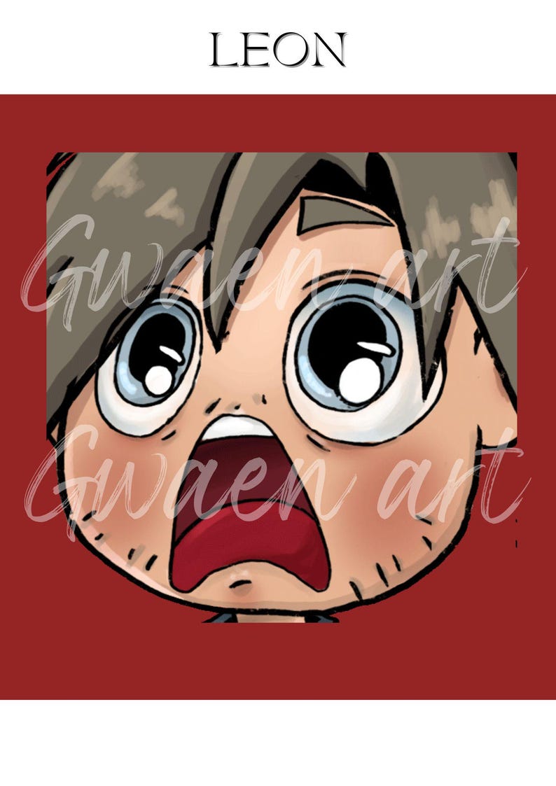 Shocked Chibi Leon Emotes - Resident Evil Requiem Twitch Emoticons (digital download) image 1