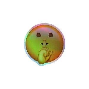 Shushing Face Emoji - Hush Quiet Shhh - Bubble-free Holographic ...