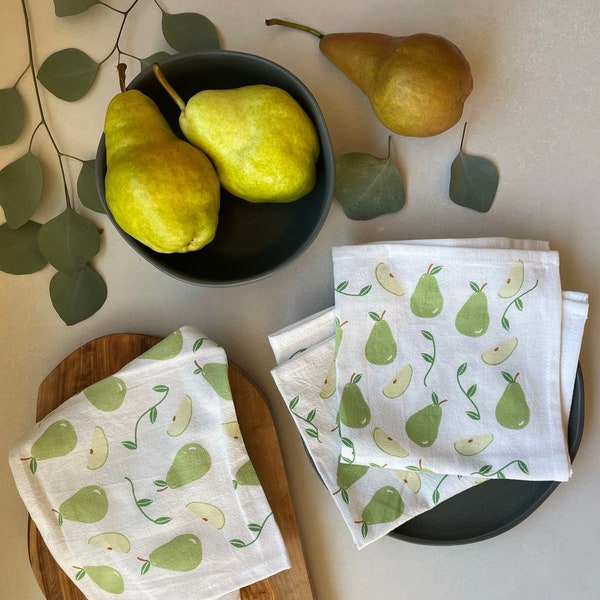 Reusable Napkins Cocktail Napkins Cloth Napkins Small Fabric Napkins Cotton Napkins Dinner Napkins Casual Napkins Holiday napkins Pear