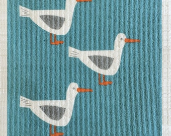 Seagull Swedish Dishcloth Gift for beach Lover bird themed gift ocean themed gift paper towel replacement housewarming gift nautical gift