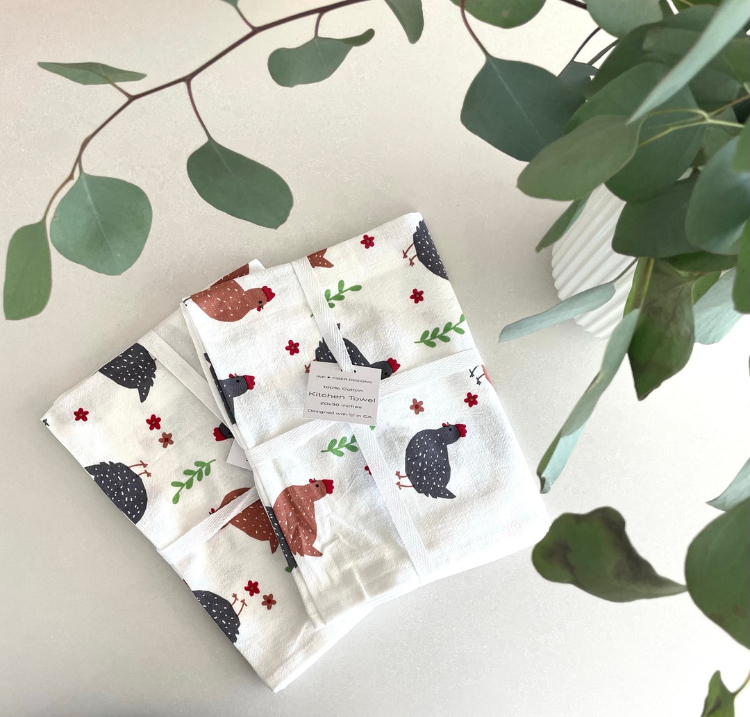 Gift for Chicken Lover Chicken Tea Towel Chicken Flour Sack Towel