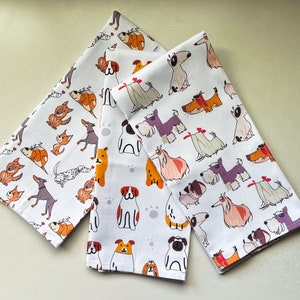 Dish Towels with Dogs Gift for Dog Lover Dog Kitchen Towels Pet Tea Towel