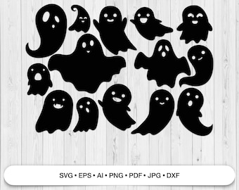 Cute Ghosts Kawaii Halloween SVG PNG for Cricut and Silhouette