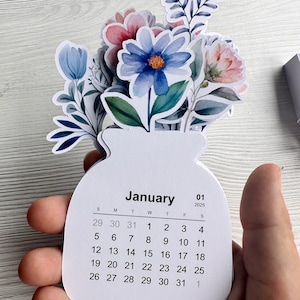 Printable Flowers Desk Calendar 2025, PNG for Cutting Machine