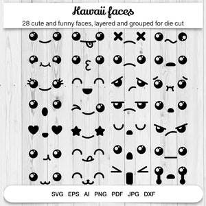 Kawaii Gesichter, süßes Emoji, SVG für Cricut