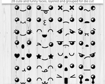 Kawaii Gesichter, süßes Emoji, SVG für Cricut
