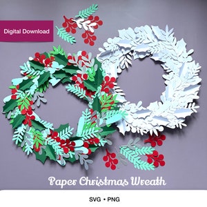 Paper Christmas Wreath SVG, PNG for cutting machine, Cricut, Silhouette, Make Your Own Wheath, Christmas Decorations