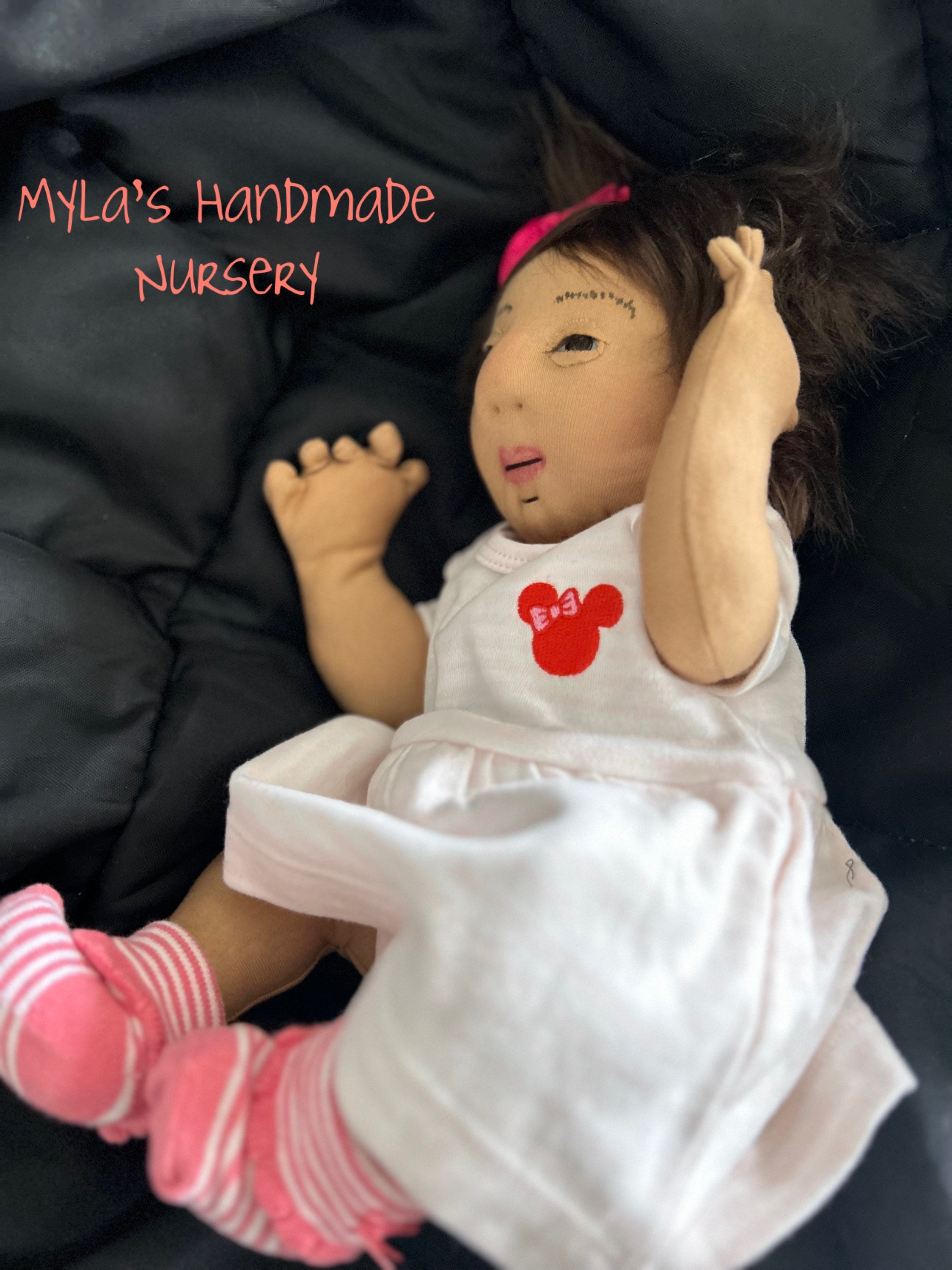 Cloth Doll Newborn Baby Girl 16. Handmade Doll. Brown Skin Doll. Fabric ...