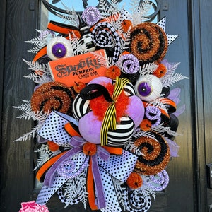 Halloween Wreath, Boo Wreath, Pastel Halloween, Cute Halloween Wreath, Purple Wreath, Fall Wreath for Front Door