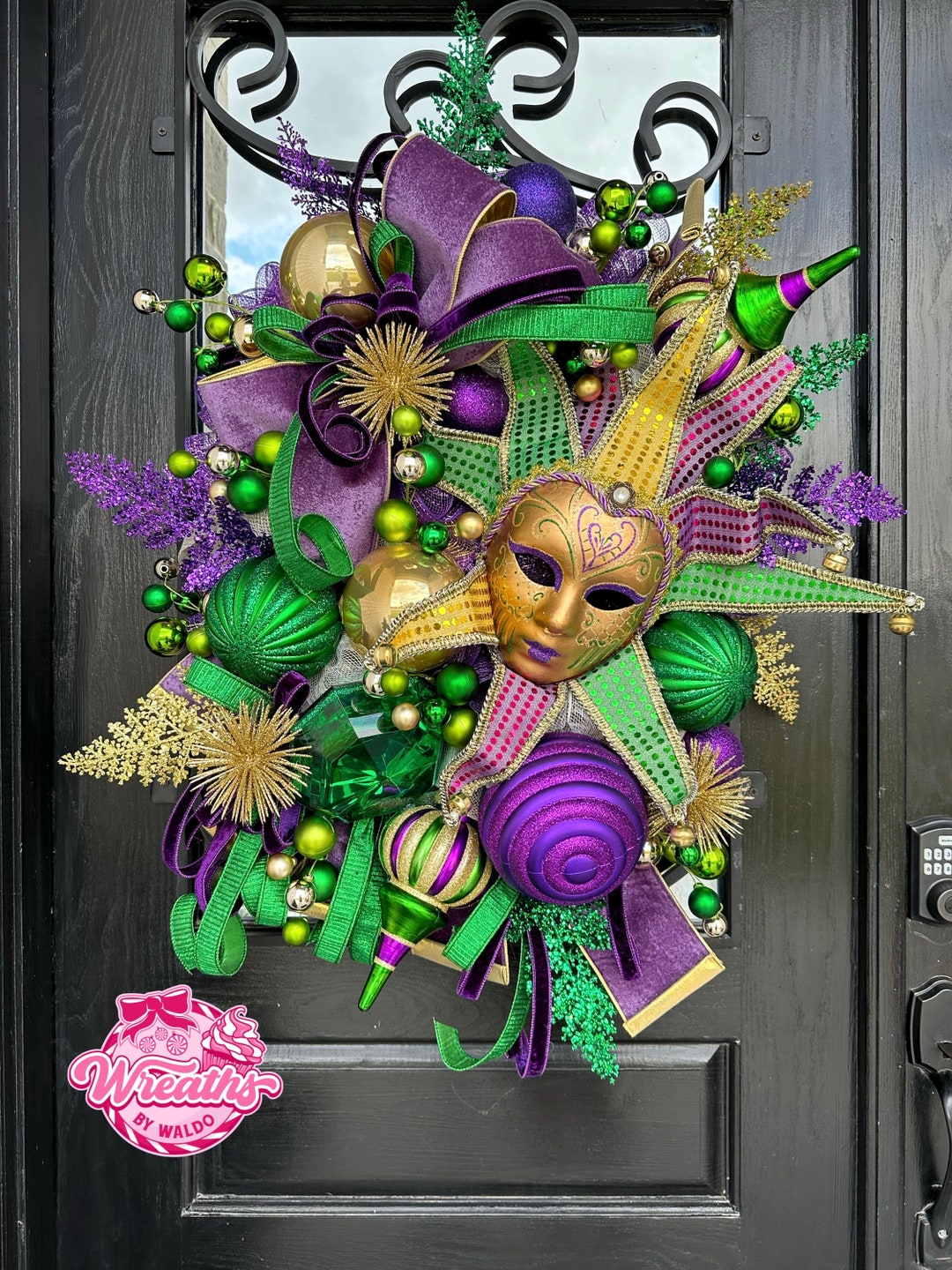 Mardis Gras Wreath, Mardis Gras Decor, Mardis Gras Decorations, Purple
