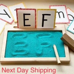 Sand Tray, Wooden Sand Tracing Tray, Montessori inspired , preschool learning , homeschool, ABC, reading, spelling, writing, educational toy