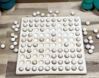 Hundred Frame with Wooden Counting Balls | Fun and FUNctional Sensory Activity & Homeschooling Collection by WoodChic.