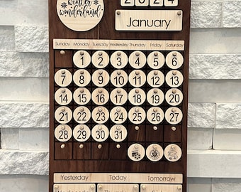 Wooden Perpetual Calendar, Montessori Calendar, Homeschool Calendar, Math Manipulative, Learning Tool, Montessori materials, Loose Parts