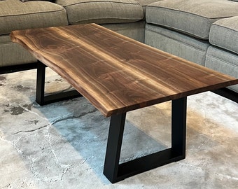 Live Edge Walnut Coffee Table, Minimalist Table, custom live edge furniture