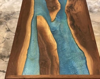 River Table, Coffee Table, Hardwood, Epoxy, custom table, personalized, table, Resin River table, Live edge walnut table, Solid Wood